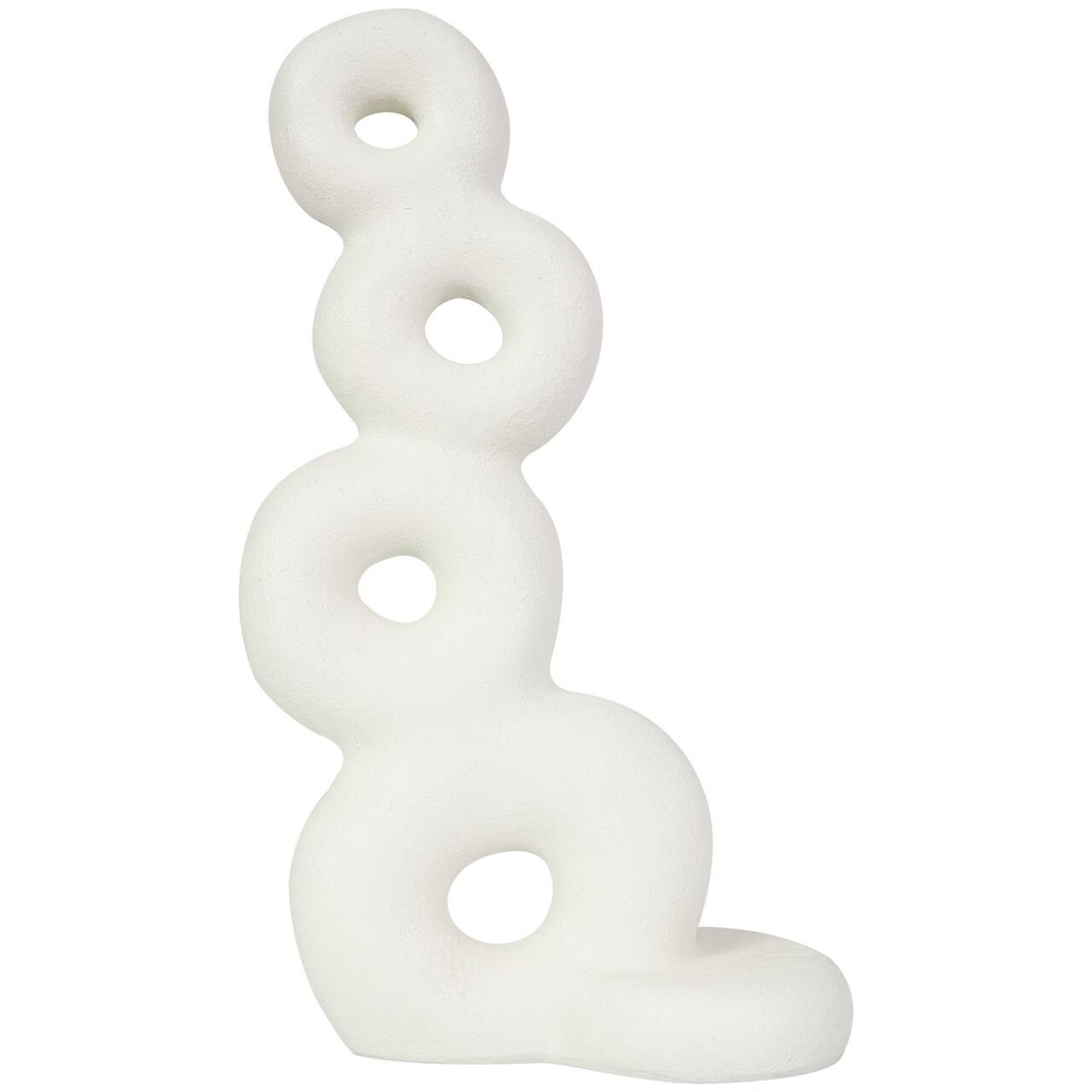 18" White Abstract Stacked Circle Ring Sculpture